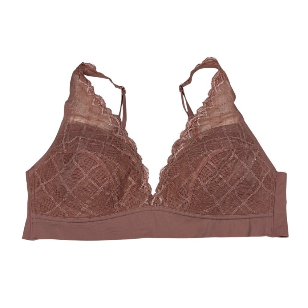True & Co Madison Pink Lace Bralette Bra Convertible Straps Women's Size Medium